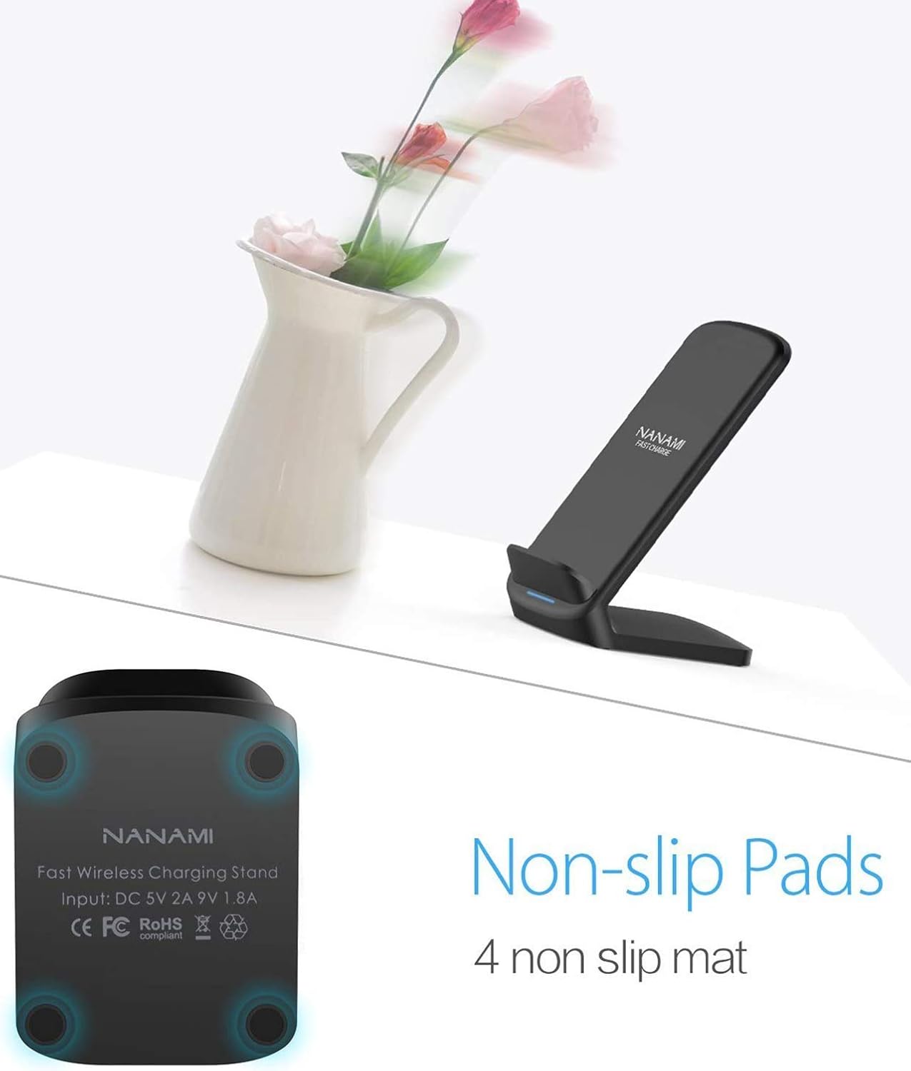 NANAMI Fast Wireless Charger, 10W Max Wireless Charging Stand with PD20W Adapter Charger Compatible for iPhone 17/17 Air/17 Pro/17 Pro Max/16/15/14/13/12,Samsung Galaxy S26/S25/S24/S23/S22/S21/Note 20