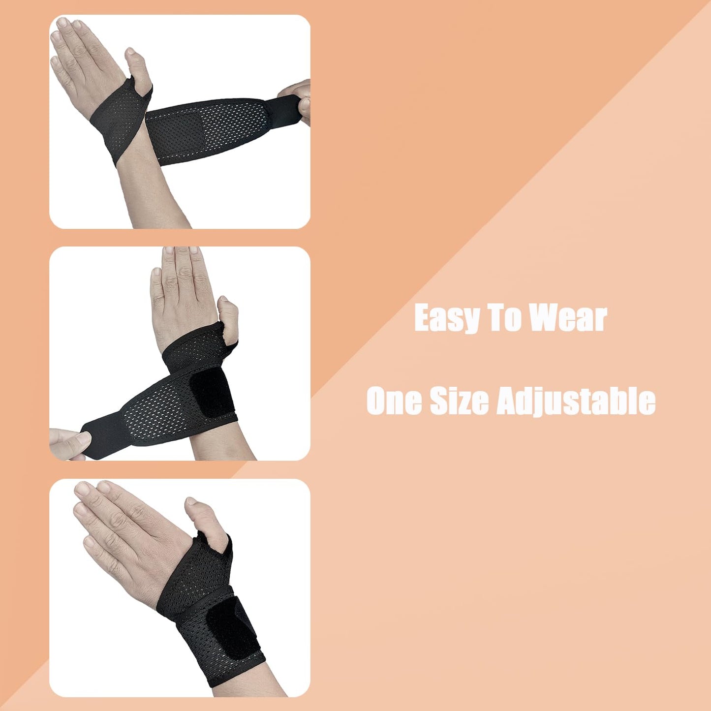 2 Pack Ultra-Thin Mesh Wrist Brace - Breathable Compression Wrist Support for Workouts & Daily Use - Adjustable Wrist Strap - Unisex Wrist Brace for Pain Relief, Tendonitis, Carpal Tunnel (Black)