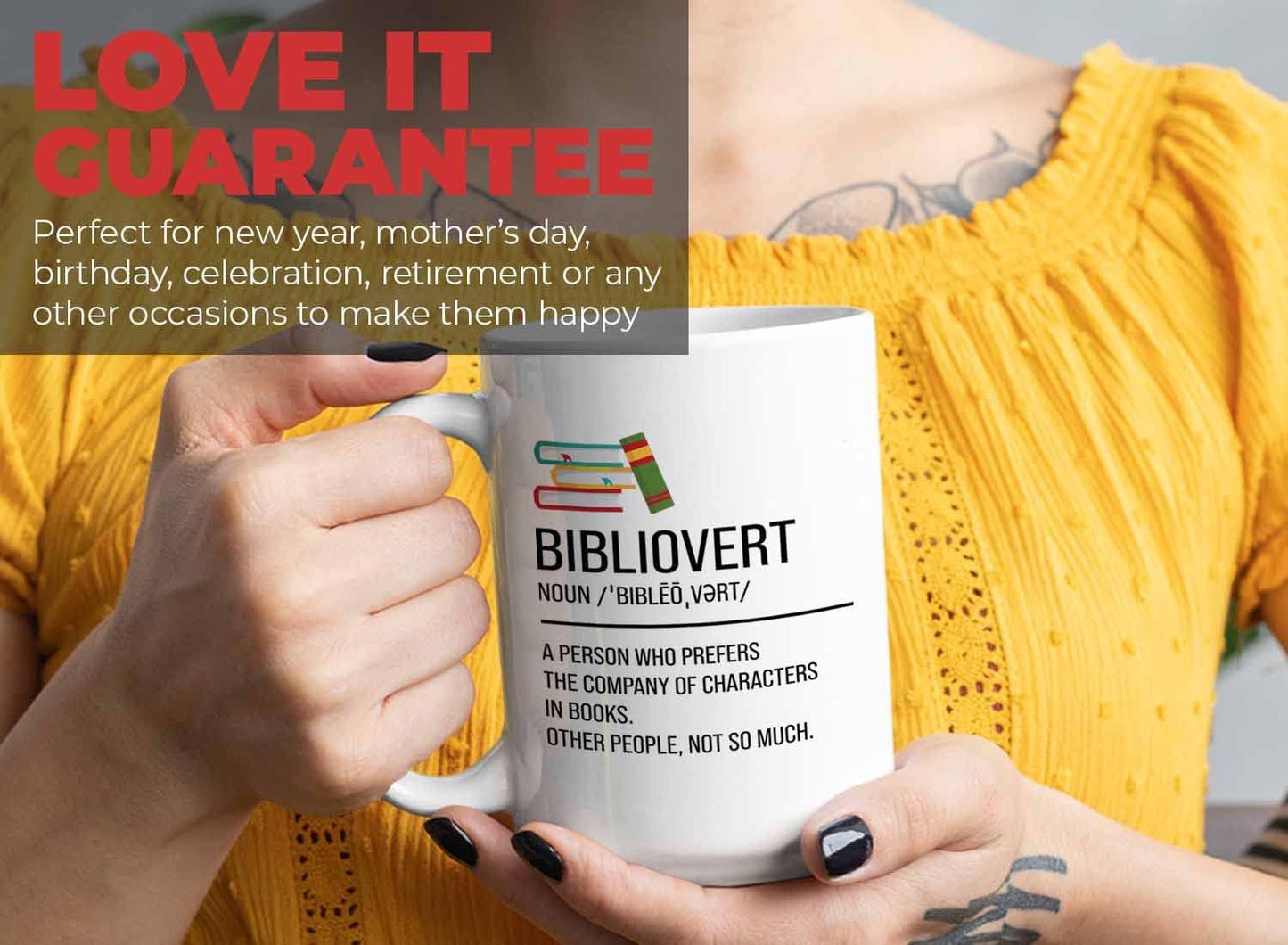 Bubble Hugs Book lovers Coffee Mug 15oz White - Bibliovert Definition - Author Writer Book Library Editor Introvert Lovers Cat Chill Relax Bookworm Reading