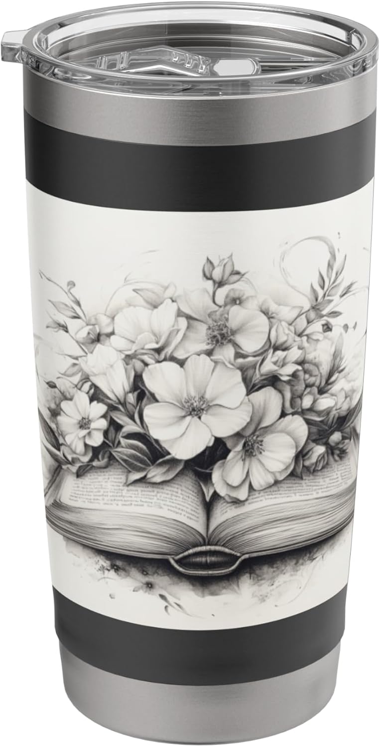 Book Reading Flower Lover Bookworm Tropical Garden Stainless Steel Insulated Tumbler