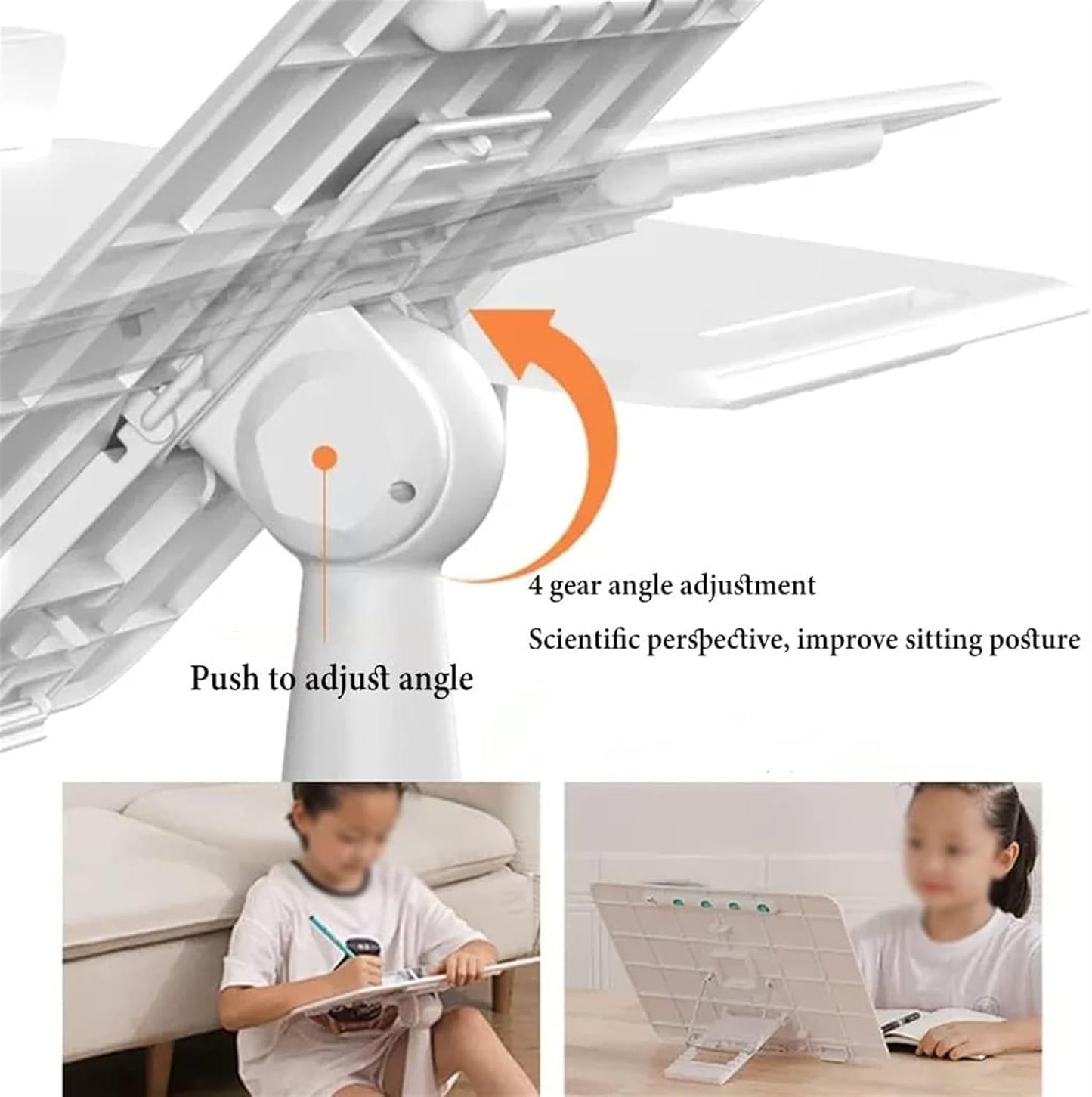 Book Stand for Reading Hands Free, Laptop Stand for Desk, Cookbook Holder Stand with 4 Gear Angle Adjustment, Floor Stand Book Holder for Tablet Recipes Textbook (Color : /Pink) (/Pink) (/White )