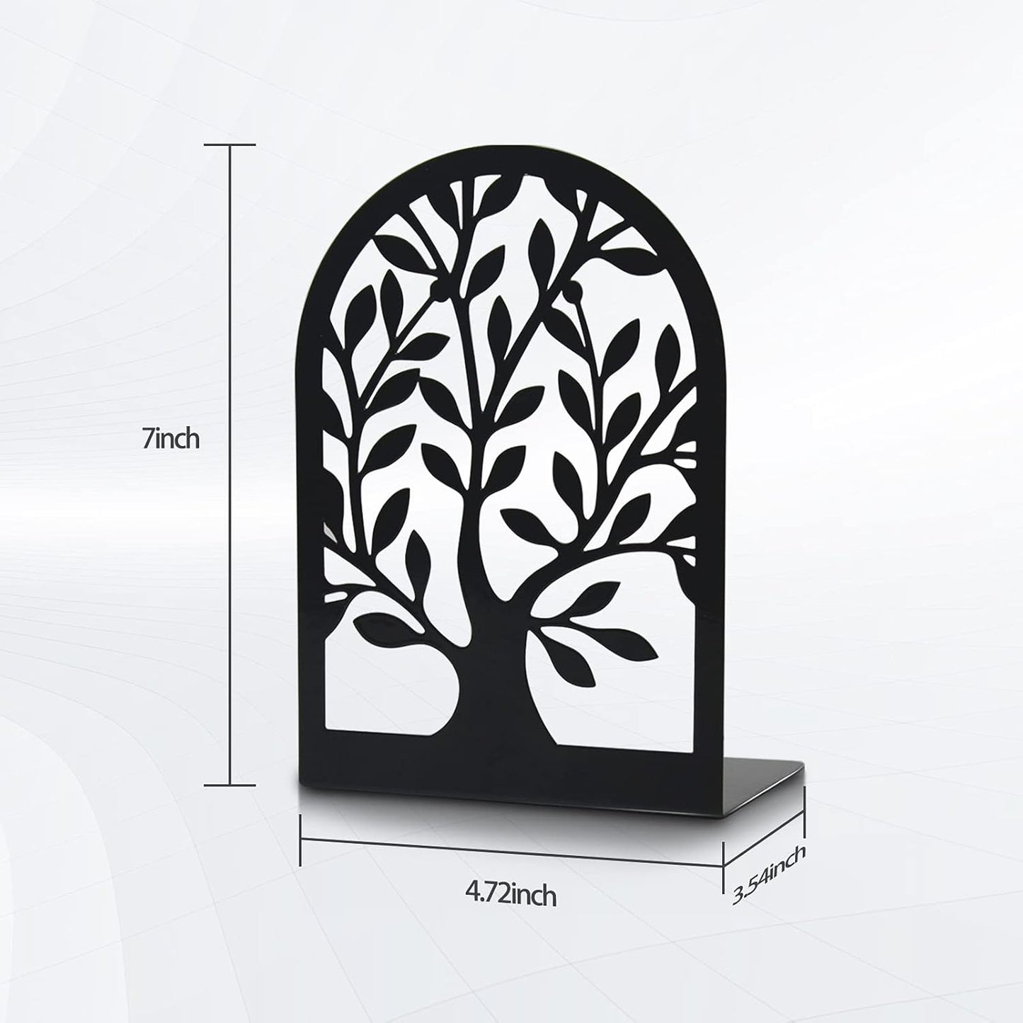 Umikk Book Ends, Bookends for Shelves, Tree Book End to Hold Books, Metal Bookend Stopper, Non-Skid Book Holder, Black Book Supports for Office Home Kitchen, Modern Decorative Bookends(3 Pair/6 Pcs)