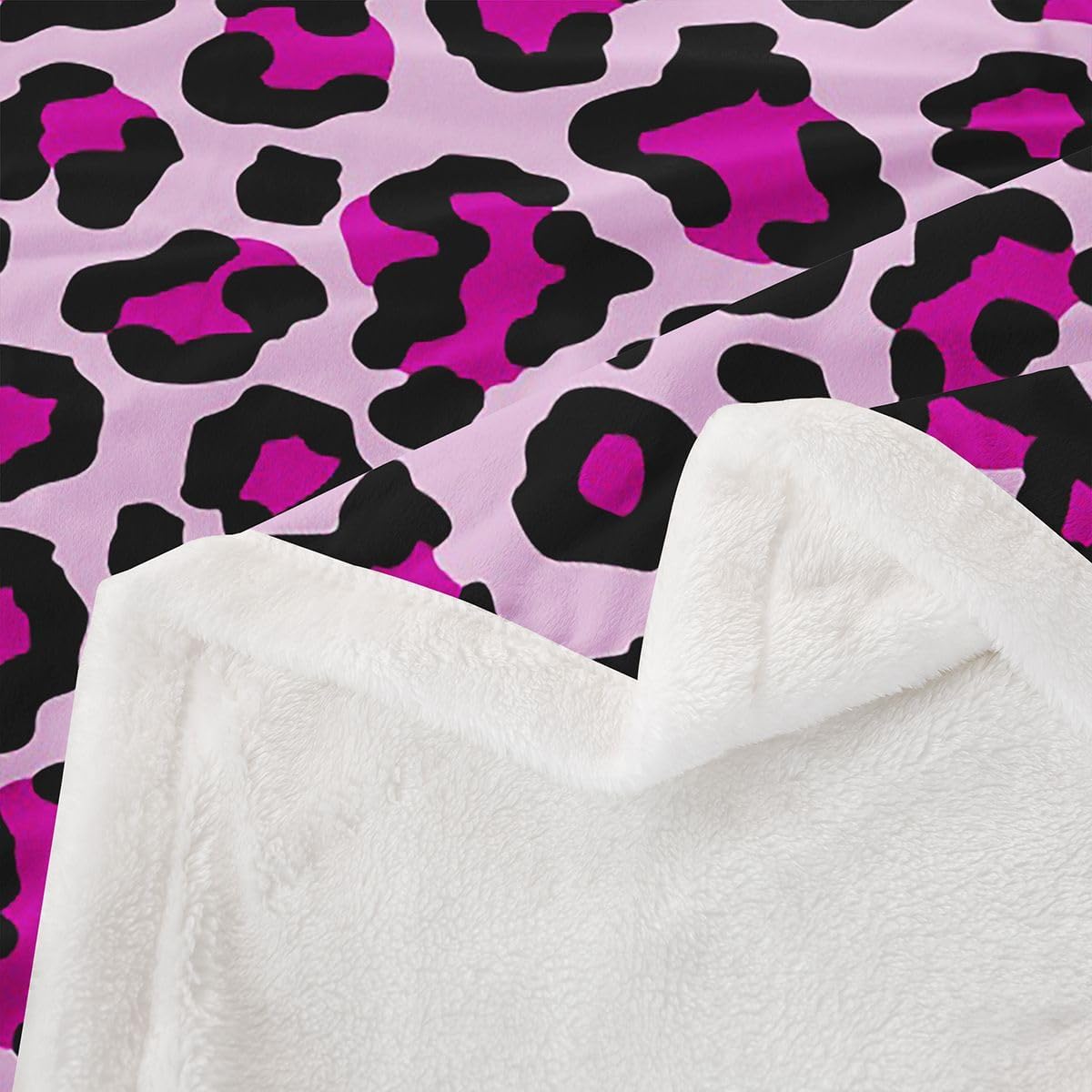 Feelyou Leopard Print Sherpa Throw Blanket for Couch Purple Black Super Soft Cozy Fleece Cheetah Blanket for Winter, Plush Throw Animal Baby 30"x40" Safari All Season