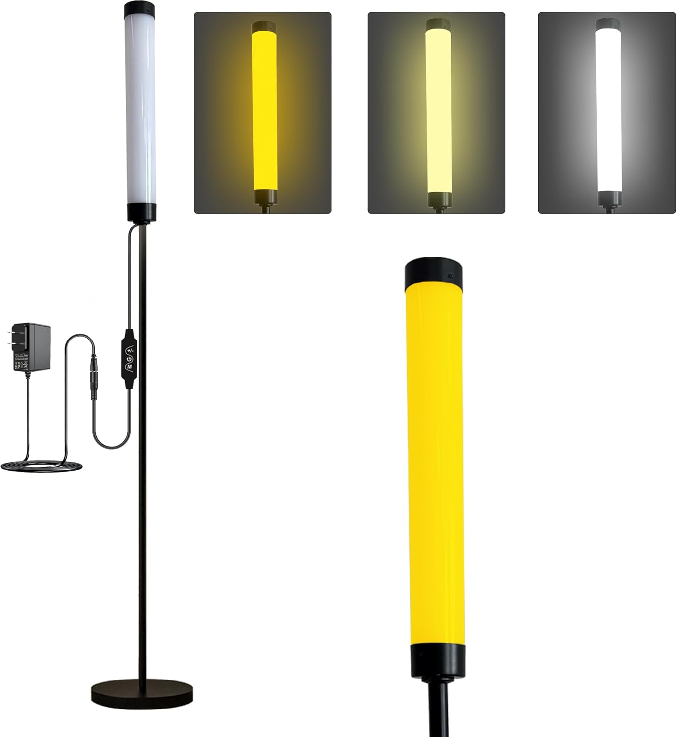 Voice-Activated Led Floor Standing Tall Lamp Custom Color Temperature Pole for Adults and Kids Indoor Bedroom Home Living Room Office (Black-Voice Control)