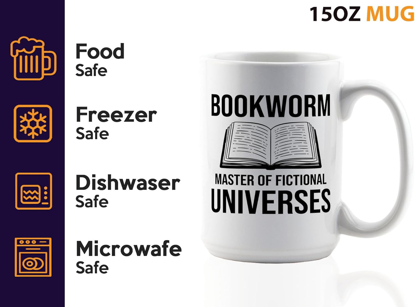 Book Lover Coffee Mug 15oz White -Bookworm Master of - Bookworm Literature Library Book Lover Reader Booked Editor Intellectual Studious
