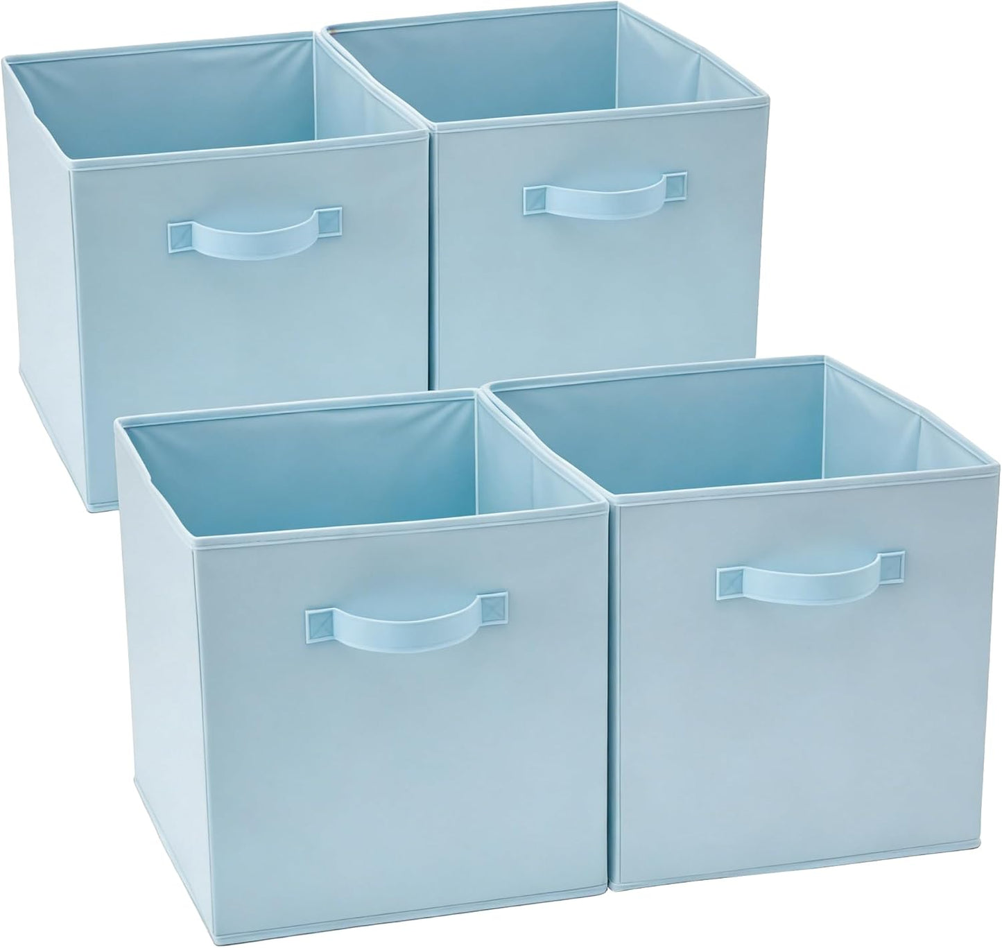 13x15x13 Large Storage Cubes [Set of 4] Sky Blue Foldable Fabric Storage Bins with Handles, Collapsible Closet Organizers and Storage Baskets for Shelves