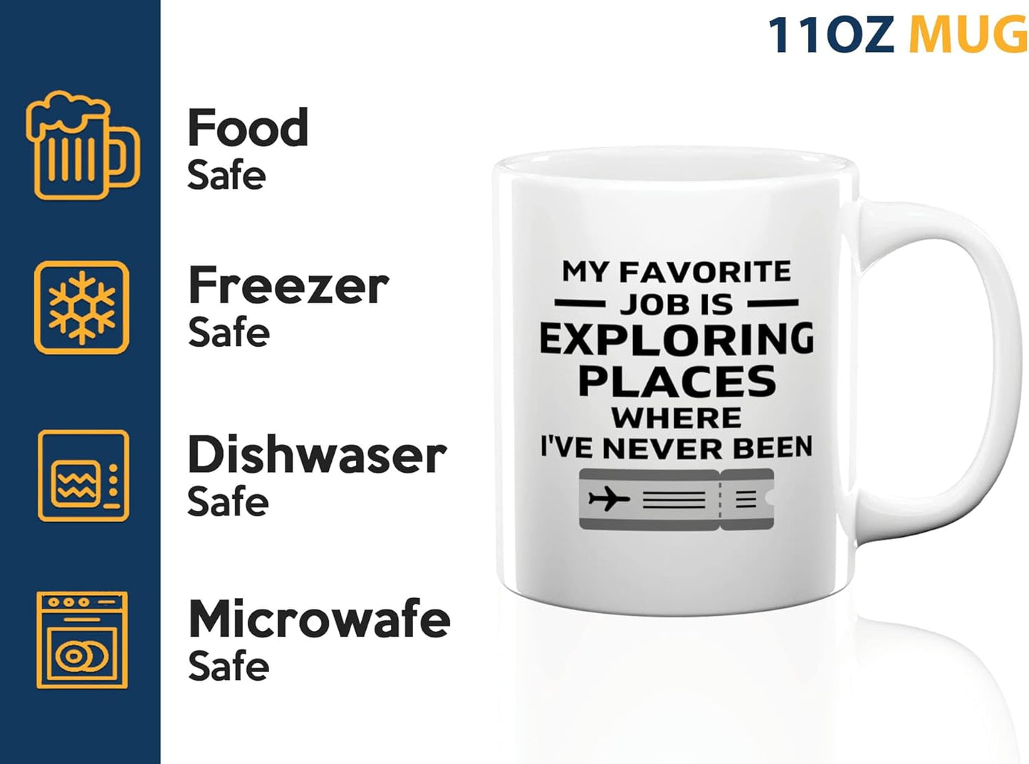 Journalist Coffee Mug 11oz White -Exploring Places - Reading Lover Book Club Gift Author Appreciation Writer Journalism Novelist Scriptwriter