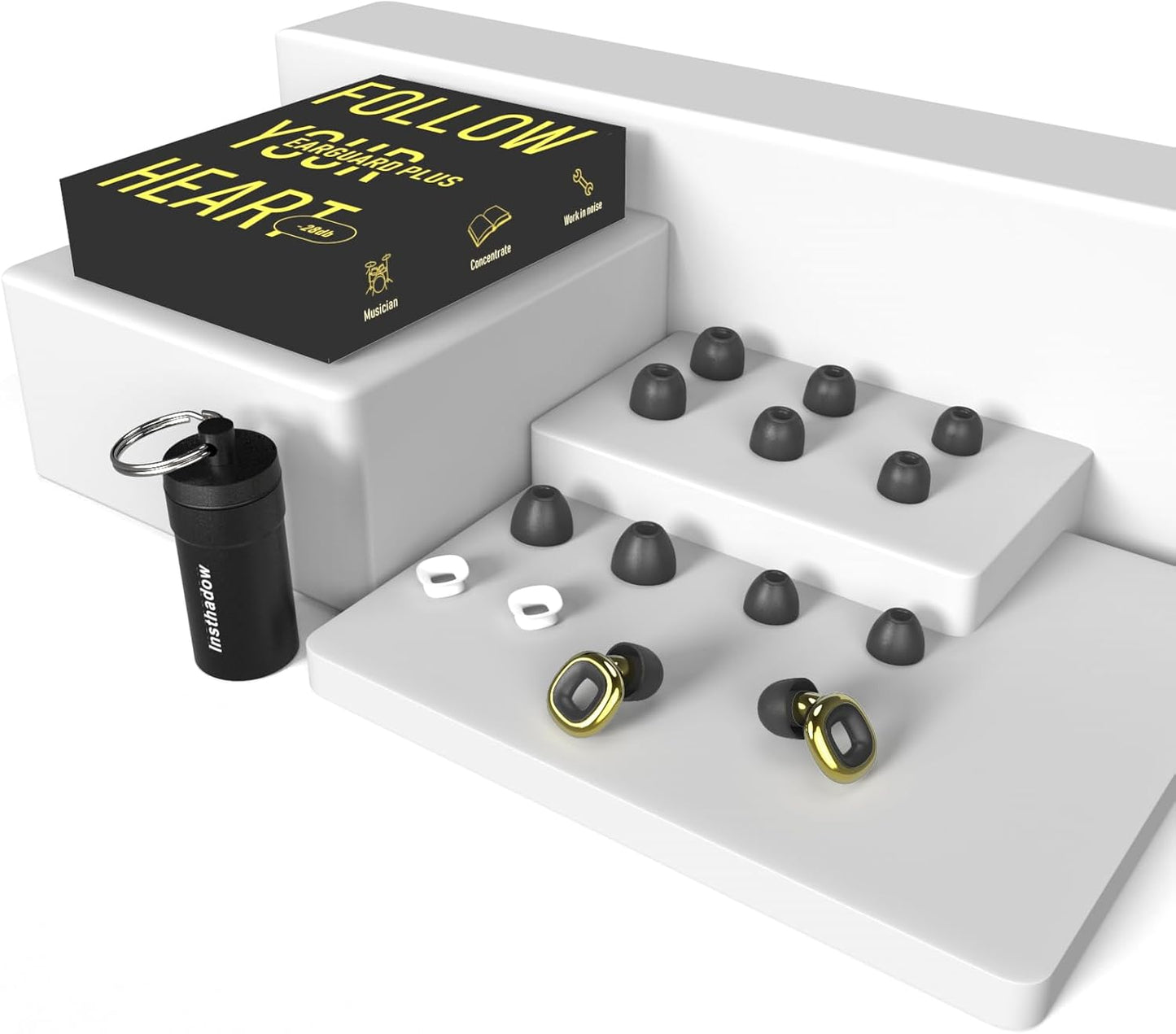 Ear Plugs Providing High Fidelity Hearing Protection for Musicians, DJs, Festivals, Nightlife, Sleeping Noise Cancelling - Gold