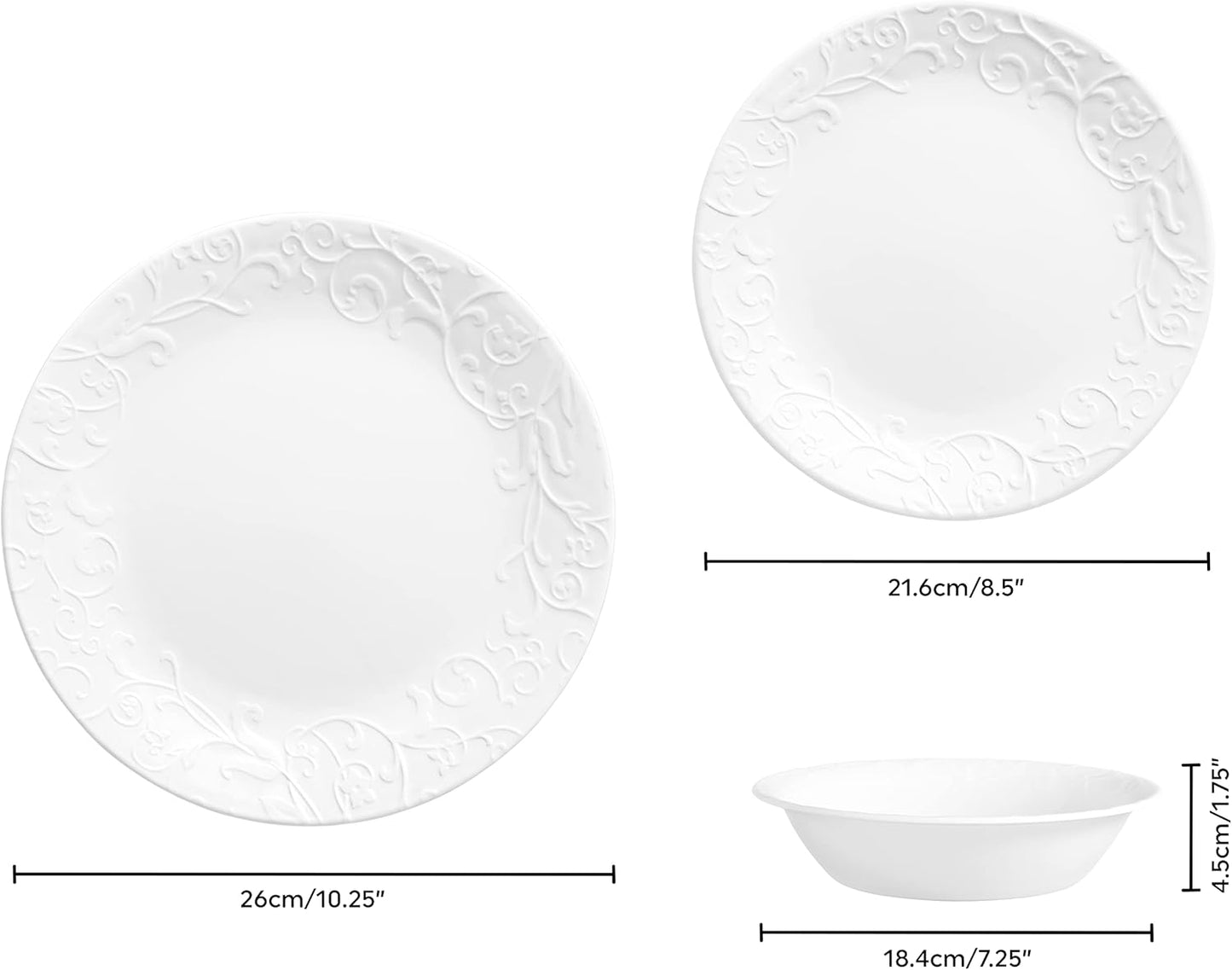 Corelle 12pc Bella Faenza Dinnerware Set for 4 - 3X More Durable Glass, Half Weight of Ceramic, up to 80% Recycled