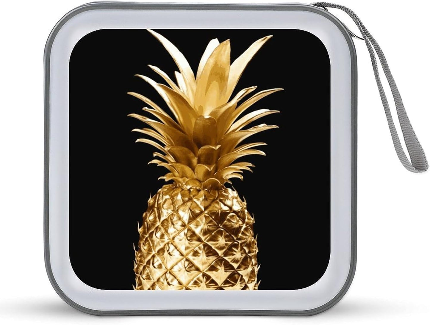 Gold Pineapple CD Case 40 Capacity Case Zipper CD Collection Bag with Handles Cover DVD Storage Hard Plastic DVD Disc Cases Storage Binder for Car Home Office Travel