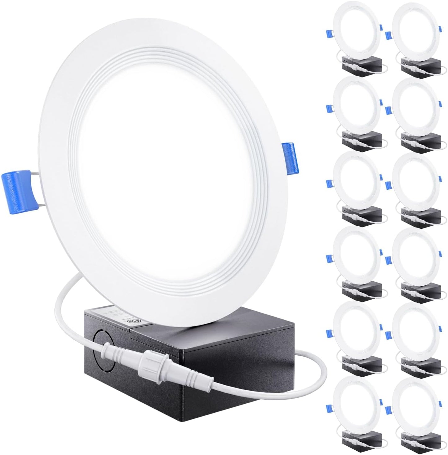 Sunco 12 Pack 6 Inch LED Recessed Light, Ceiling Canless Recessed Lights, Baffle Trim Ultra Thin, 850 LM, 14W, 6000K Daylight Deluxe, Dimmable, Wafer Thin with Junction Box.