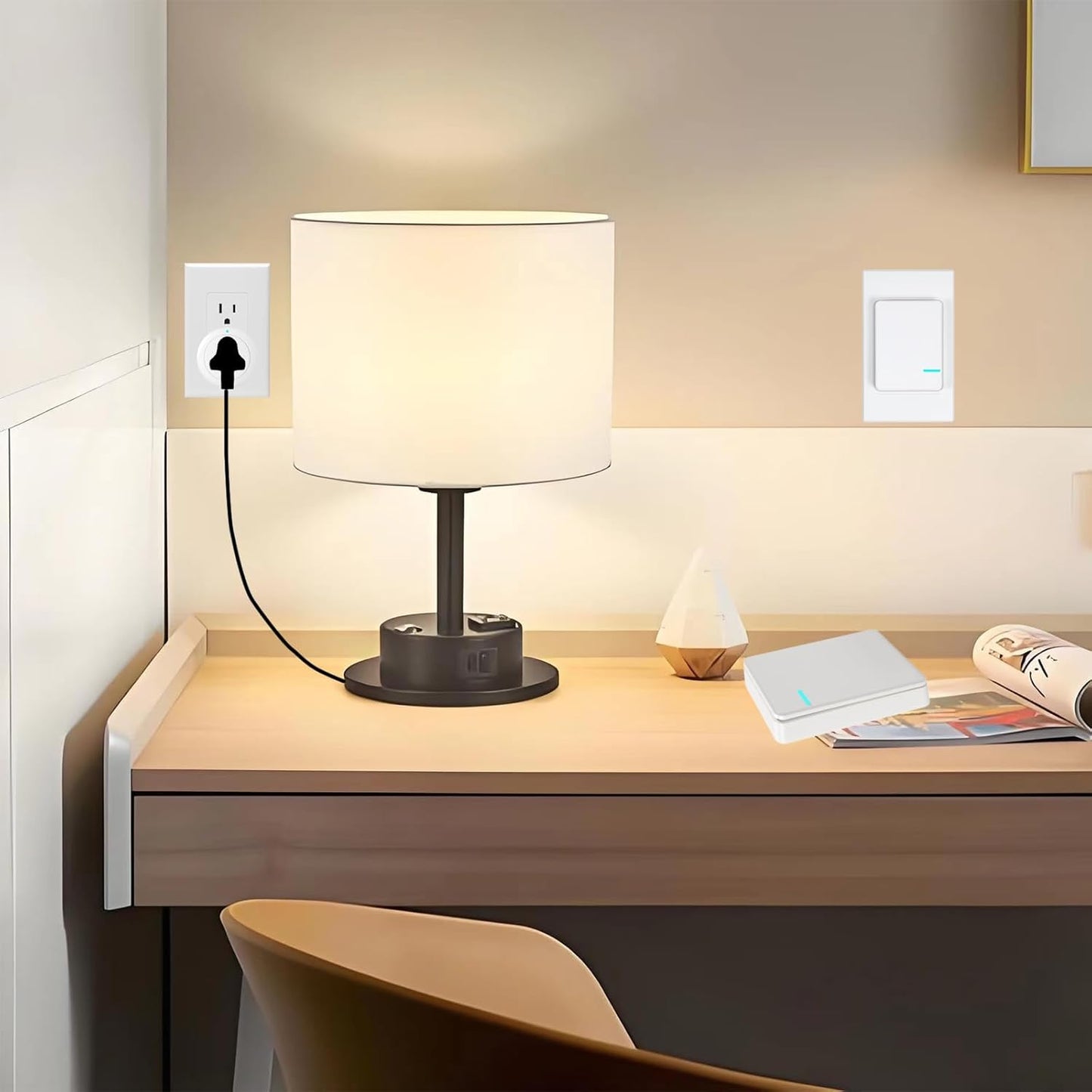 Wireless Remote Control Outlet Plug 1250W/10A for Small Appliance,Electrical Outlet Switch for Lights, Fans,Christmas Lights,Up to 100 ft Remote Range,No Wiring Needed, No Wi-Fi Required.