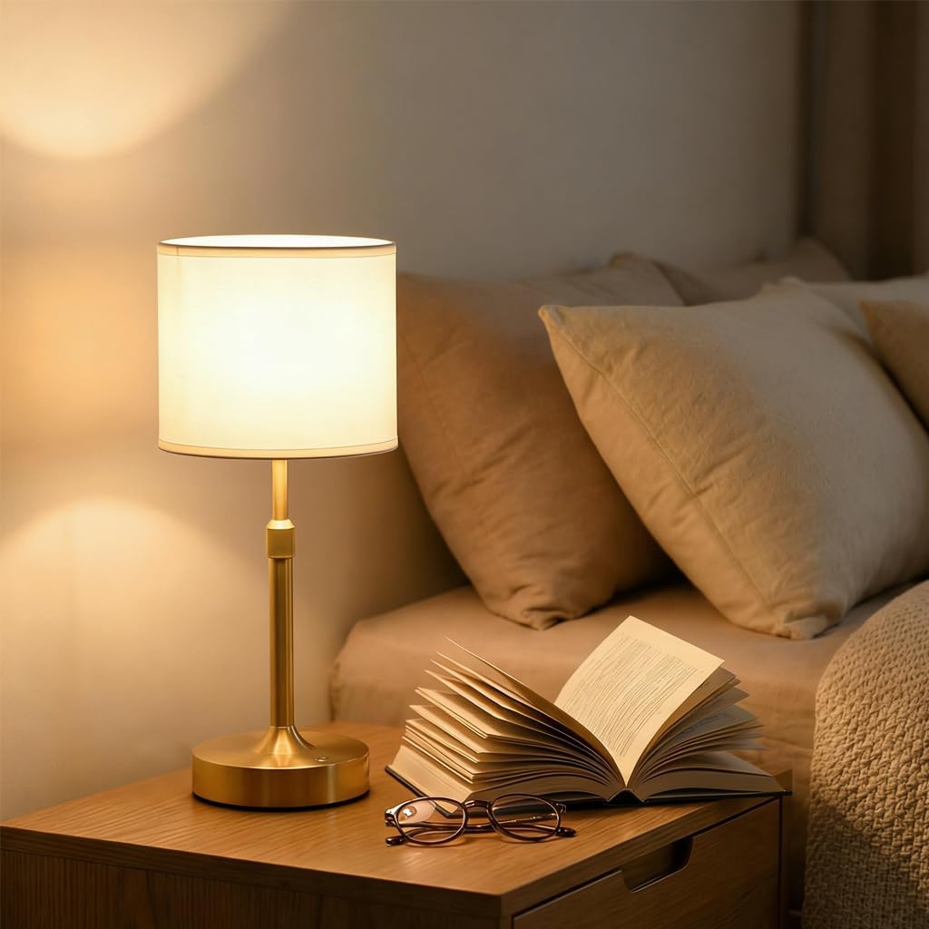 Height Adjustable Telescopic Portable Cordless Table Lamp, 5200mAh Rechargeable Battery, Dimmable Touch Control Metal Desk Lamp, Wireless Bedside Night Light for Restaurant/Bedroom/Bar/Coffee