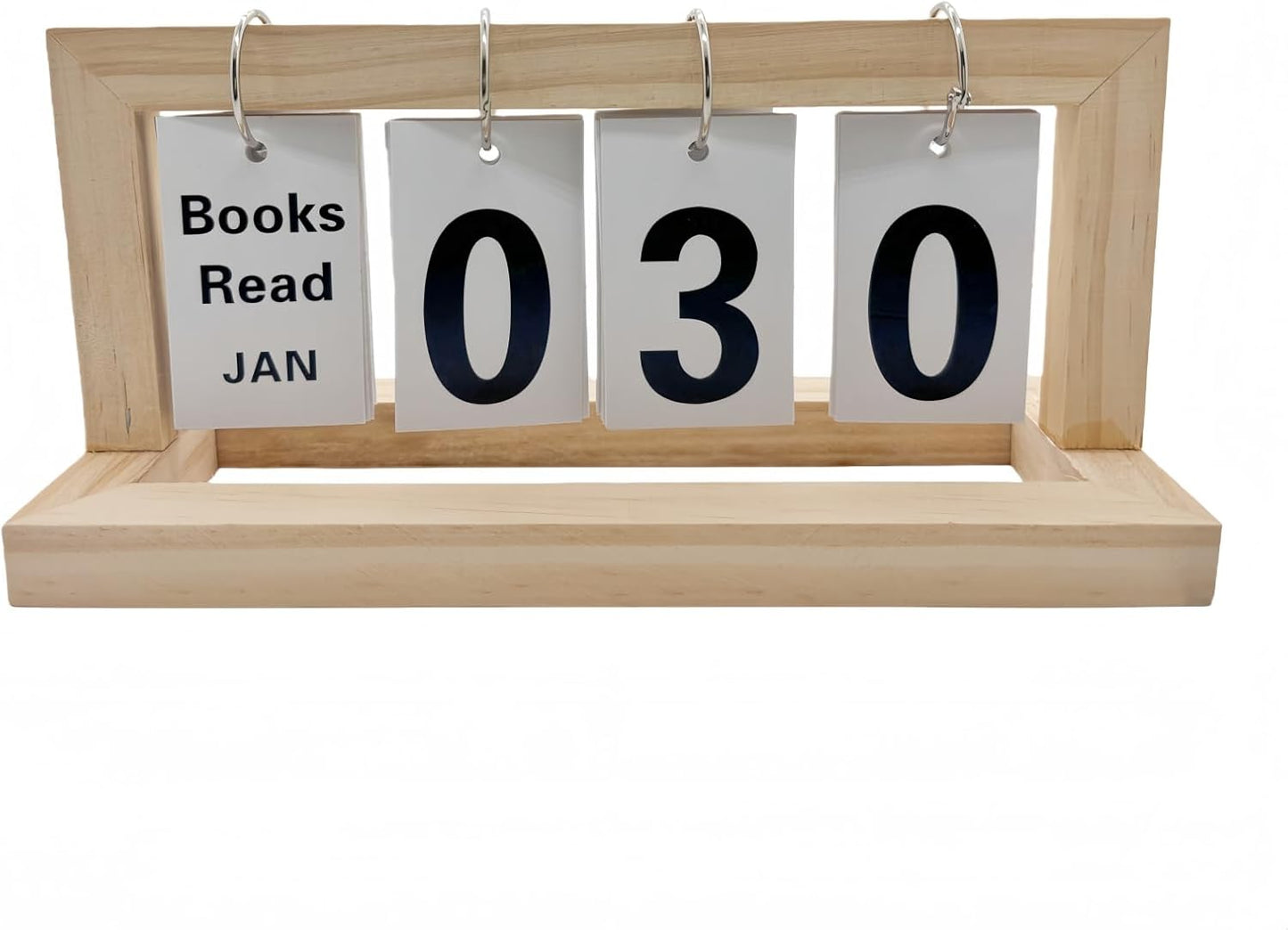 Wooden Books Read This Year Counter Tracker, Modern Style Library Decor Sign, Tabletop Display Stand This Month, Book Lover Gift for Librarian, Reader, Teacher, Women (Nature Wood)
