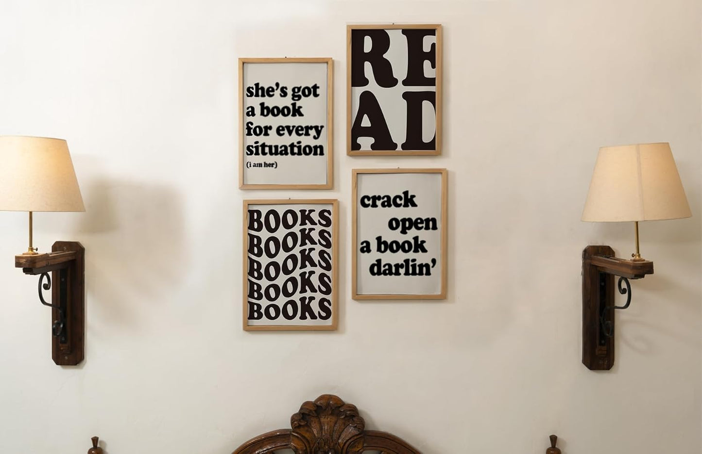 ULEGIE Book Decor, Book Club Decorations Reading Wall Art Decor, Reading Posters for Library, Vintage Books Wall Art Prints for Reading Corner Classroom Girl Room, 8x10 Inch Unframed