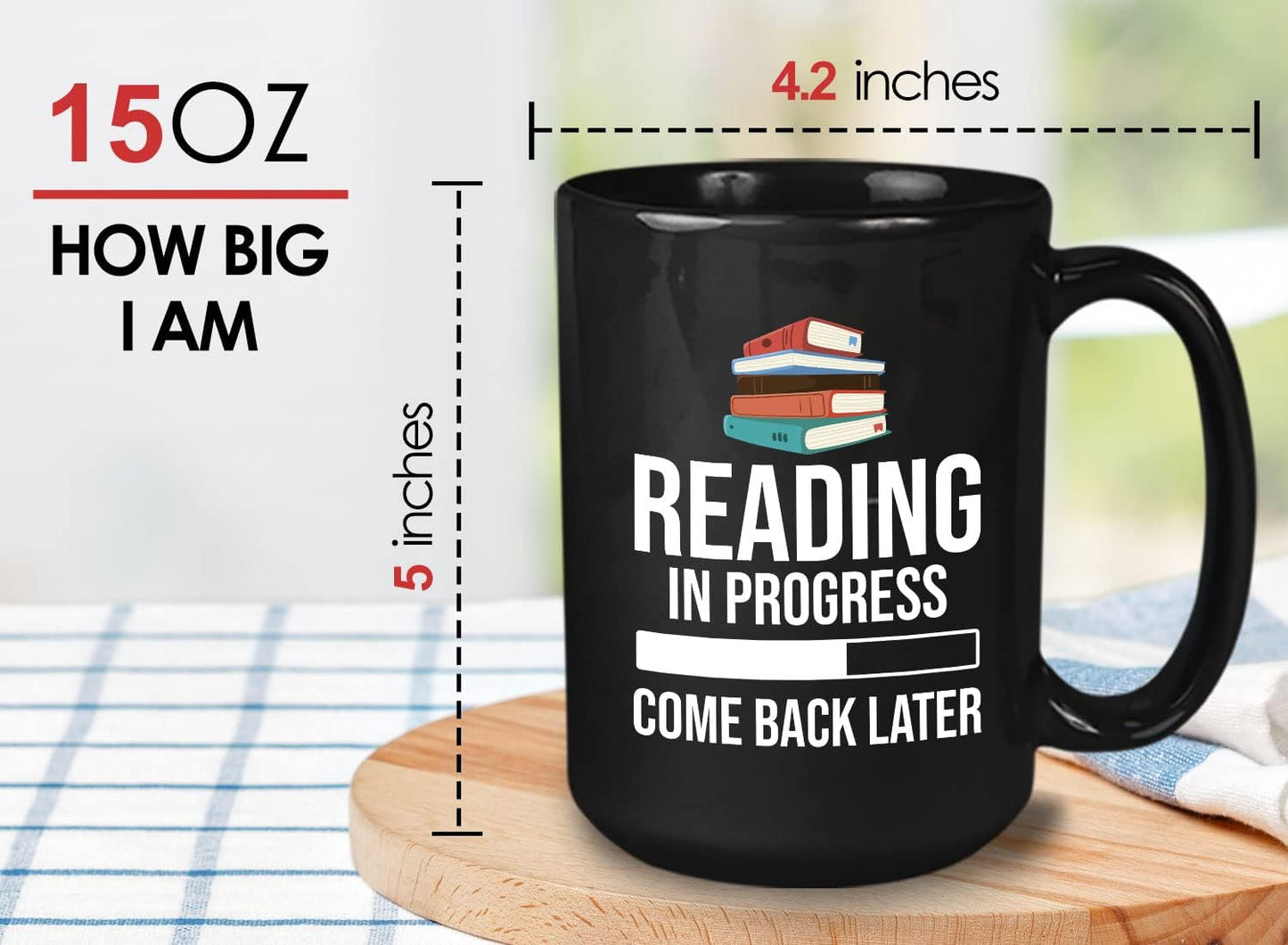 Book Lover Coffee Mug 15oz Black - Reading in - Literary librarian Literature Bookworm Historian Public Library Curator Bibliophile Bibliolater