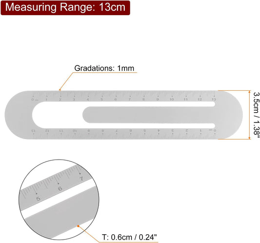 HARFINGTON 2pcs Straight Ruler 13cm Metric Bookmark Clip Ruler Metal Aluminum Alloy Scale on Both Sides Measuring Scale Tool for Measure Study Reading Classroom Office, Grey
