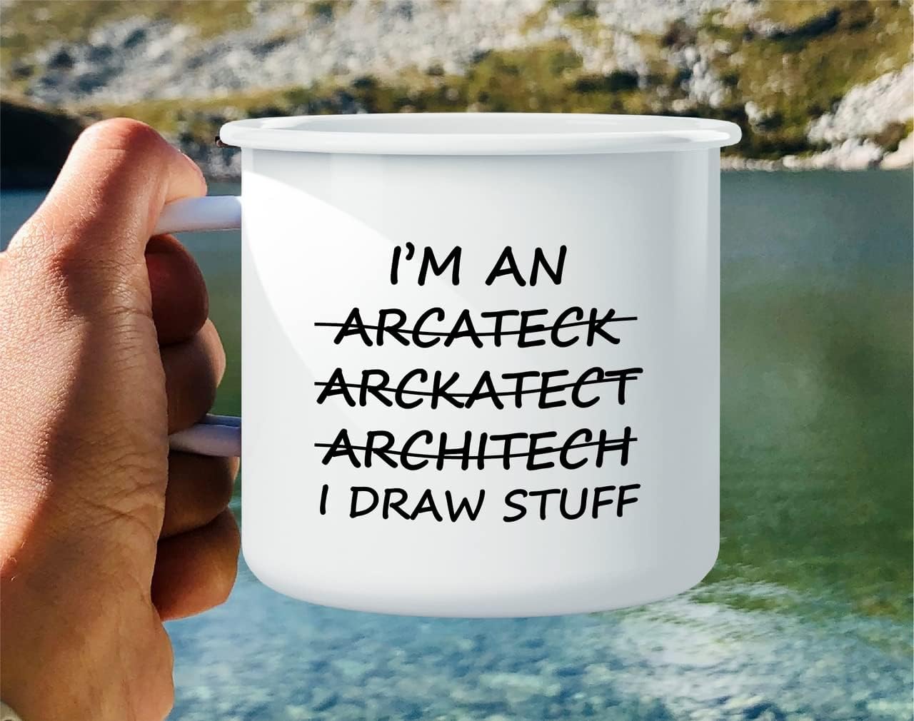 Retreez I'm An Architect I Draw Stuff 16 Oz Enamel Stainless Steel Metal Camping Campfire Coffee Mug - Funny Humor Sarcasm Inspirational birthday gifts for friends, coworkers, siblings, dad or mom