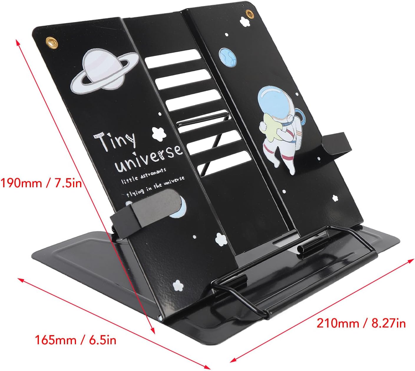 Small Metal Desk Book Stand, Adjustable Book Holder, Cute Book Stand for Reading, with Exquisite Pattern Design, Stable and Portable for Recipes, Textbooks, Tablet, Music Books