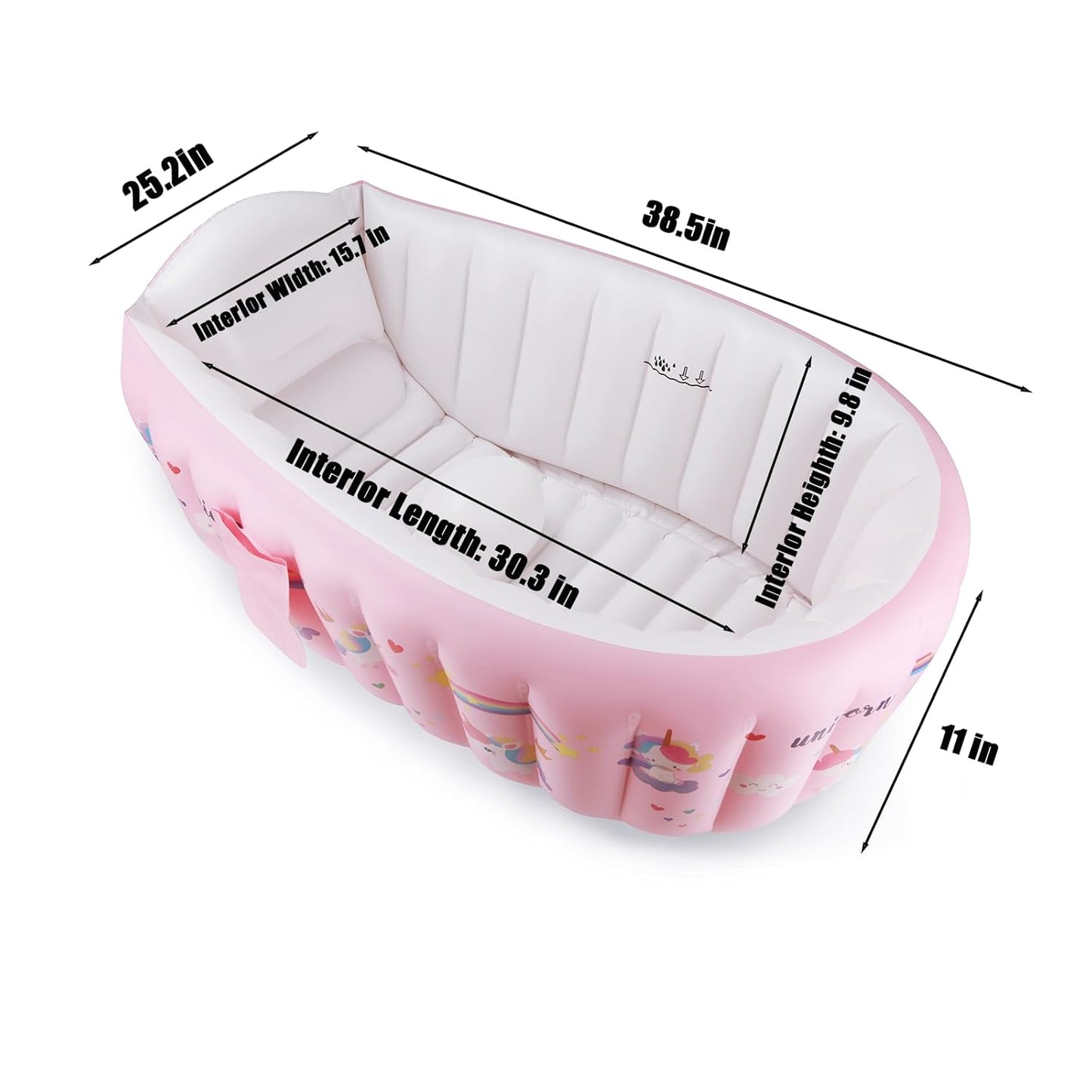 PandaEar Baby Inflatable Bathtub, Portable Travel Baby Infant Bath Tub Toddler Bathtub with Air Pump, Foldable Non-Slip Shower Basin Mini Air Swimming Pool for Newborn (Whale Blue) (Pink)