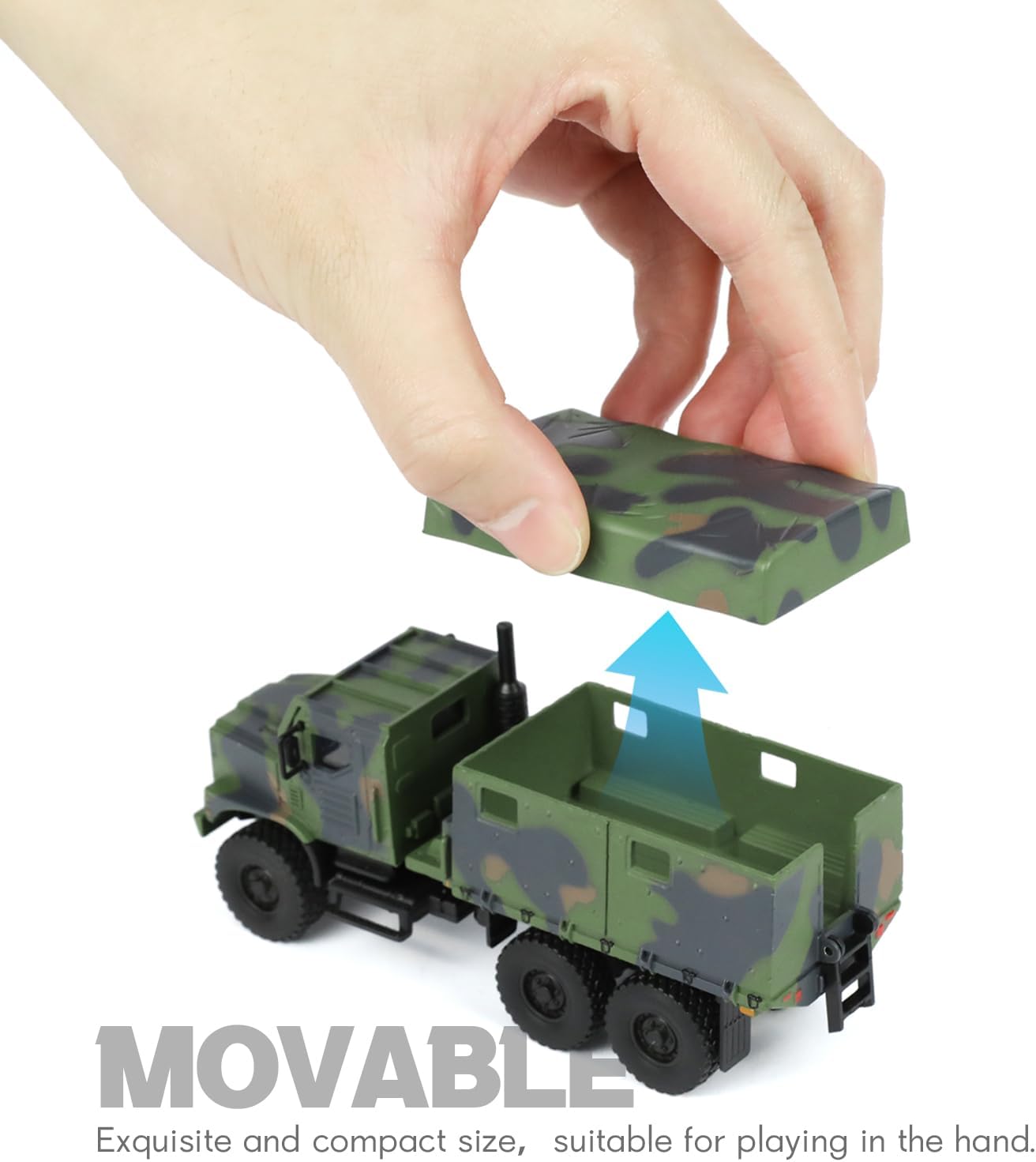 1/64 Tactical Truck Model Military Truck Armored Car Military MTVR MK23 Medium Vehicle Die-cast Metal Model Kit for Collection or Gift (Camouflage Green)
