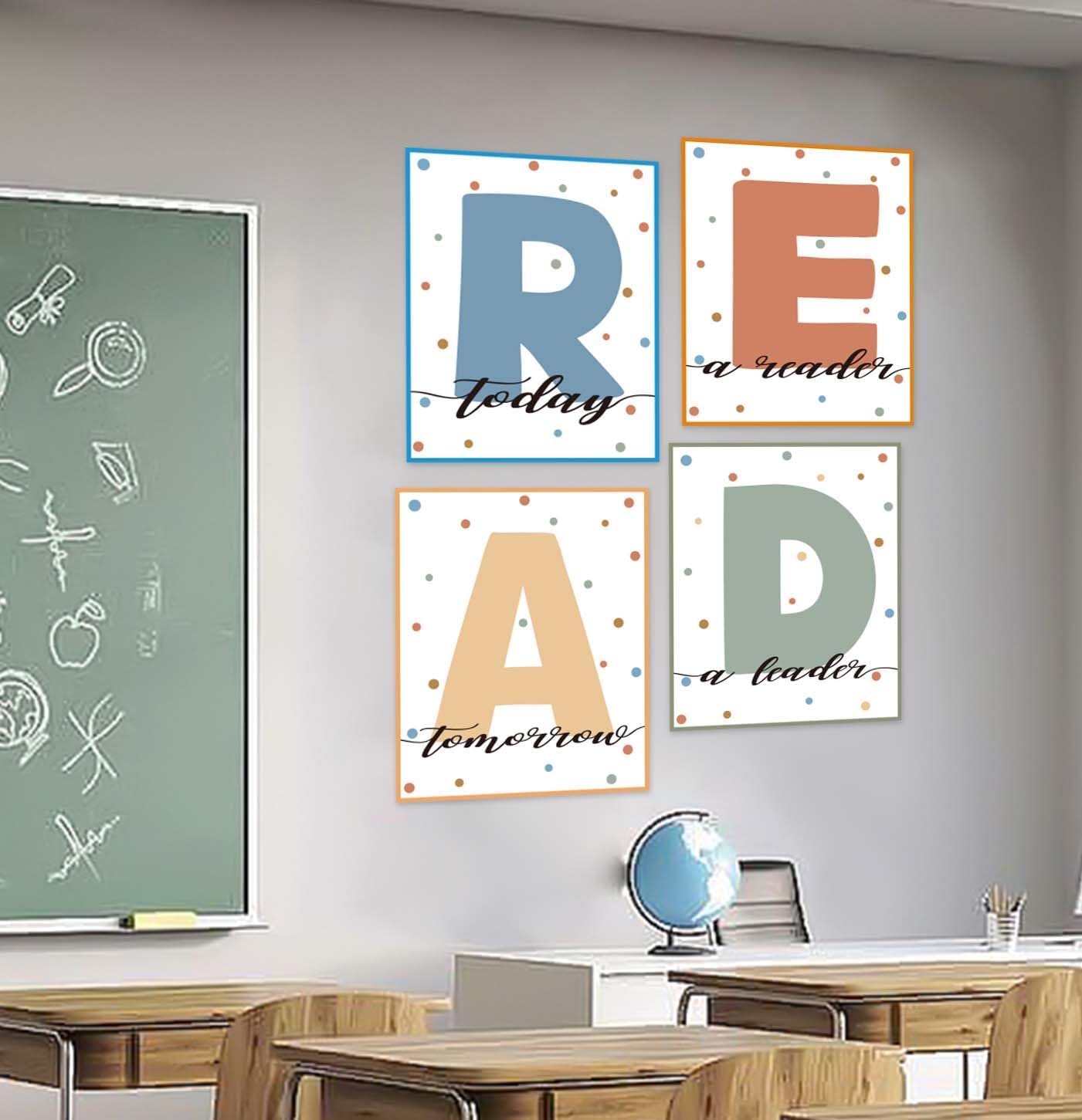 AVXINSOK Boho Reading Posters for Classroom Decorations Read Sign Bulletin Board Set for Pre-School Elementary Middle School Reading Room Library Wall Decor