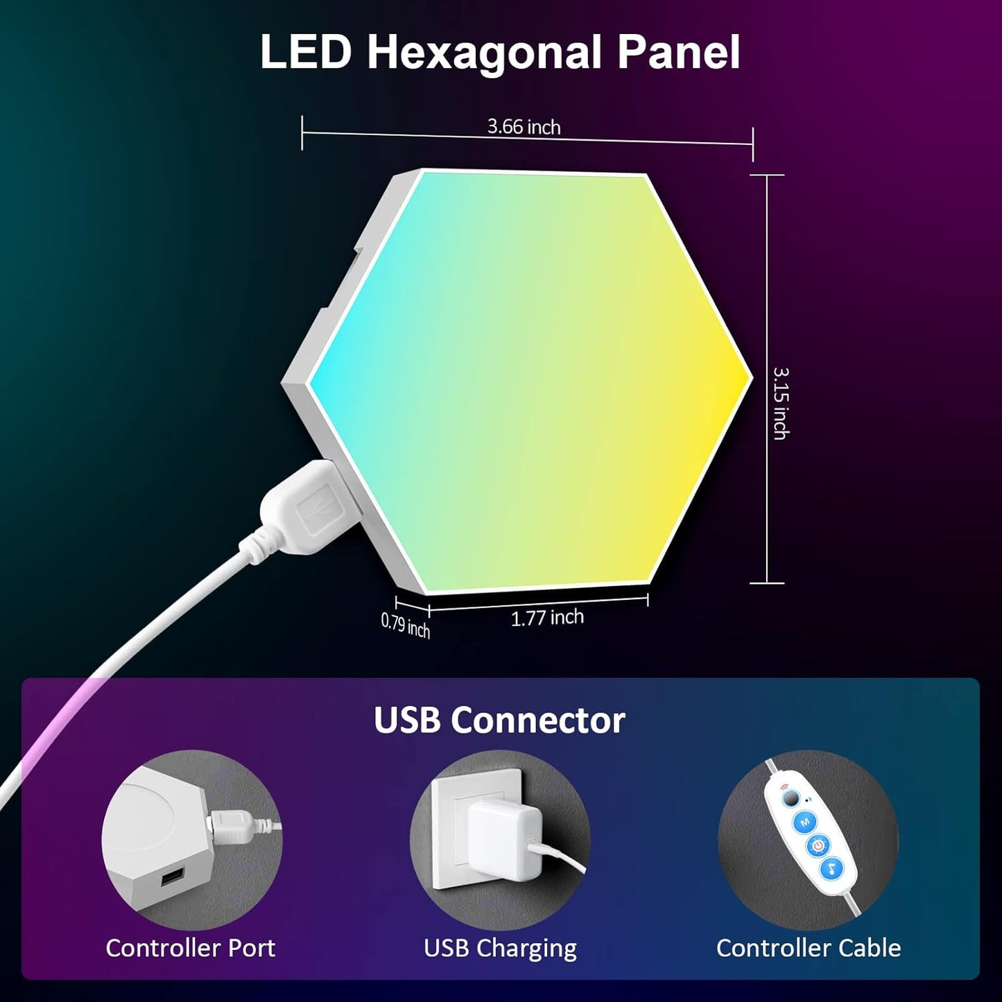 OJQ 8 Pack Hexagon Lights Wall RGB Panel - Hexagonal Led Lights Room Decor Wall Lights Gifts for Men/Women Honeycomb Shape Panels Hexagon Gaming Led Lights for Bedroom Children