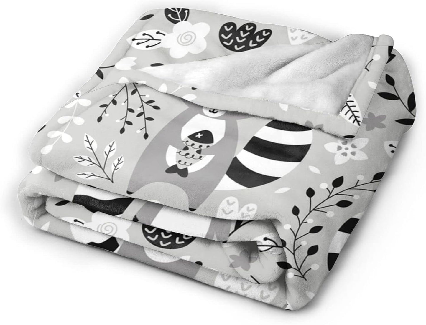 Cute Raccoon Throw Blanket Super Soft Warm Bed Blankets for Couch Bedroom Sofa Office Car, All Season Cozy Flannel Plush Blanket for Girls Boys Adults, 60"X50"