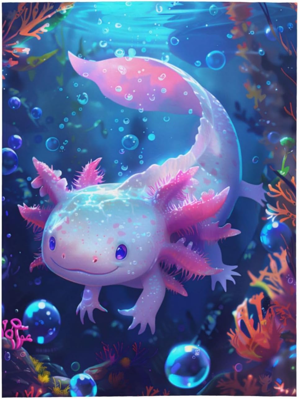 Axolotl Blanket Lovely Axolotls Gifts for Girls Boys Kids Adults, Flannel Axolotl Throw Blankets for Bed Living Room Sofa Couch Traveling Camping, Soft Warm Lightweight Cozy Axolotl Decor 80x60in