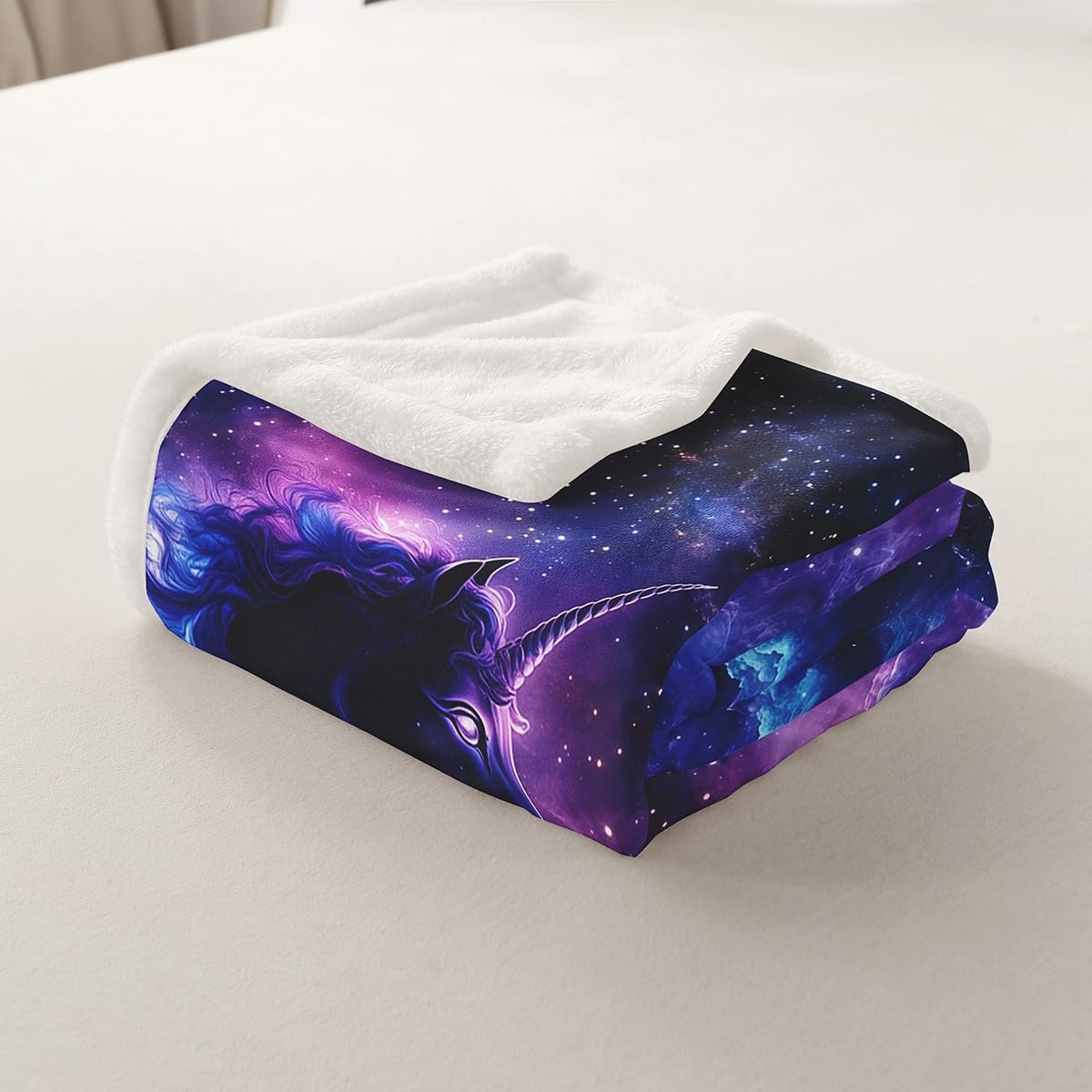Unicorn Blanket Purple Blue Galaxy Throw Blanket 90"x90",Cute Dreamy Horse Fleece Blanket Cartoon Magical Animal Bed Blanket,Unicorn Bedroom Decor for Girls Sofa Couch Travel Camping Decor