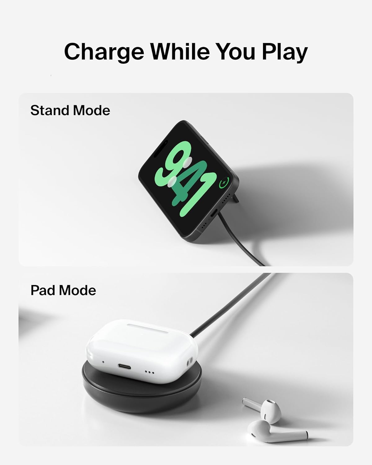 Belkin Magnetic Wireless Charging Pad Qi2 15W w/Kickstand - MagSafe-Compatible Qi2-Certified Wireless Charger for iPhone 17 Series, Samsung Galaxy S25 Series, AirPods (No PSU) - Black