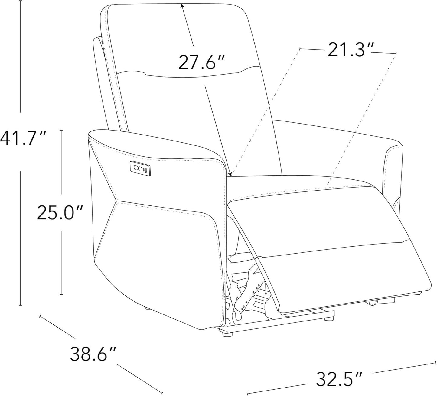 Overstuffed Leather Power Recliner Chair with Adjustable Power Headrest, Leather Electric Recliner with USB & Type-C Ports, Ergonomic Sofa for Living Room