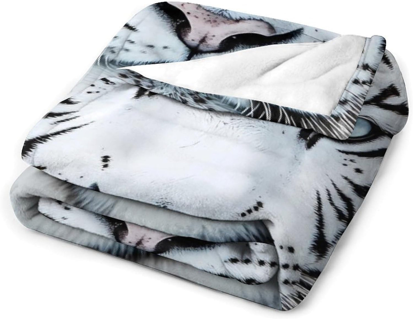 White Tiger Throw Blanket for Couch Bed Plush Cozy Fuzzy Flannel Blanket for All Season 30"x50"