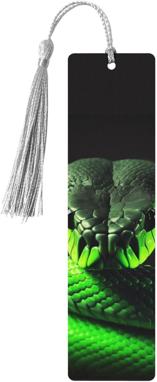 3D Snake Bookmark Ornament, Wooden Bookmarks with Tassel, Book Mark for Book Lovers Page Markers Reading Gifts for Women Men Handmade Wood Bookmark Tag Label