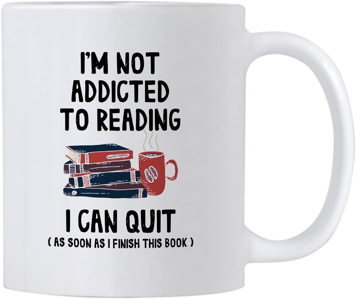 Casitika Funny Book Reading Gifts. I'm Not Addicted To Reading I Can Quit 11 oz Librarian/Bookworm Coffee Mug. Birthday Present Idea for Readers and Literature Lovers.
