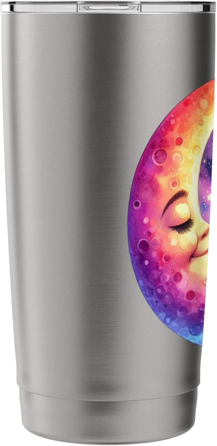 Cat Reading Book On Crescent Moon Watercolor Teacher Graphic Stainless Steel Insulated Tumbler