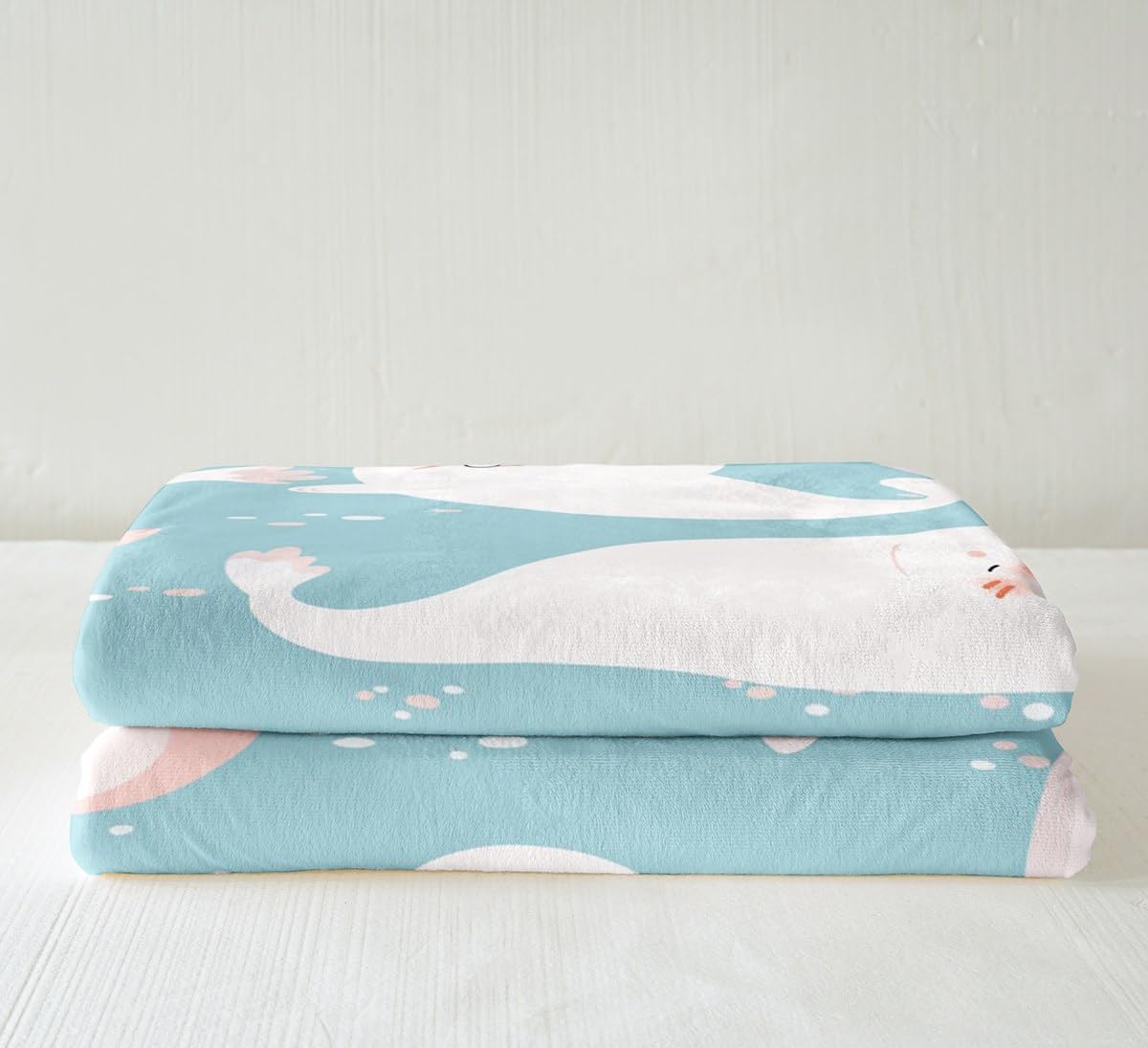 Cartoon Cute Seal Bed Throw Blanket, Blue and White Sea Creatures Print Fleece Blanket for Kids Boys Room, Soft Lightweight Polyester Sherpa Blanket for Sofa Couch, Baby Size(30x40 inch)