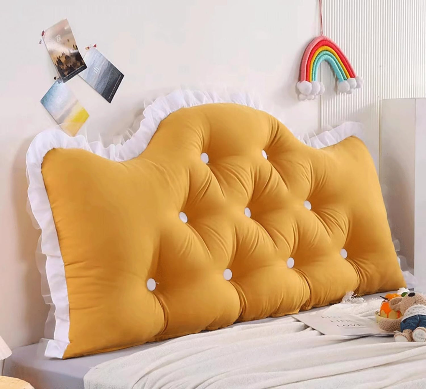 Large Headboard Pillow Bed Rest Wedge Pillow Lace Reading Pillow for Headboard Backrest Bolster Positioning Support Day Bed Bolster with Removable Cover(Size:79"/200cm,Color:C)