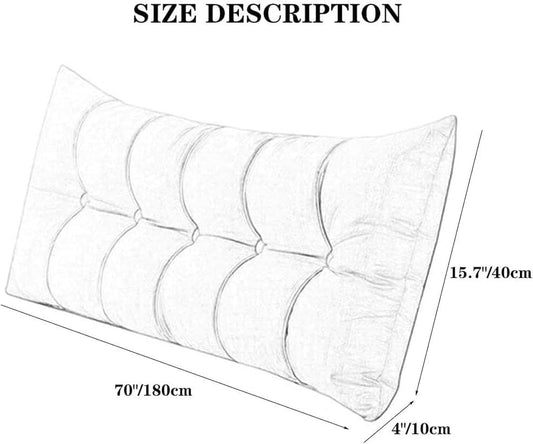 Large Reading Wedge Pillow, Removable Washable Full Queen Daybed Bunk Bed Bolster Cushion Bed Rest Headboard Cushion Bed Rest Pillows(Red,180cm)