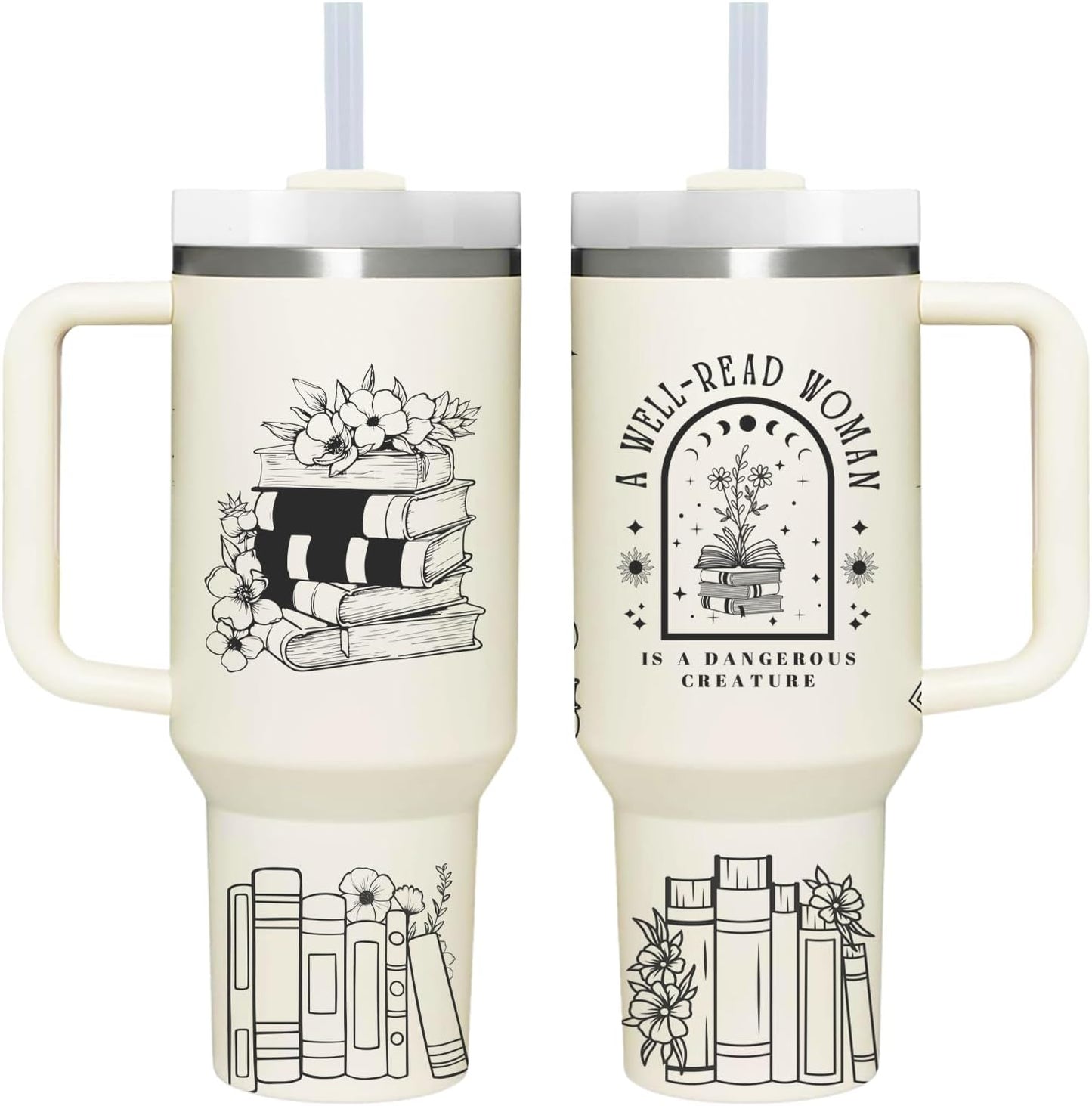 Book Lovers Gifts.40oz A Well-Read Woman Tumbler with Handle.Book Club Cup.40oz Tumbler Gifts for Bookaholic Bookworm Reader Librarian.Birthday Christmas Bookish Gifts for Women.
