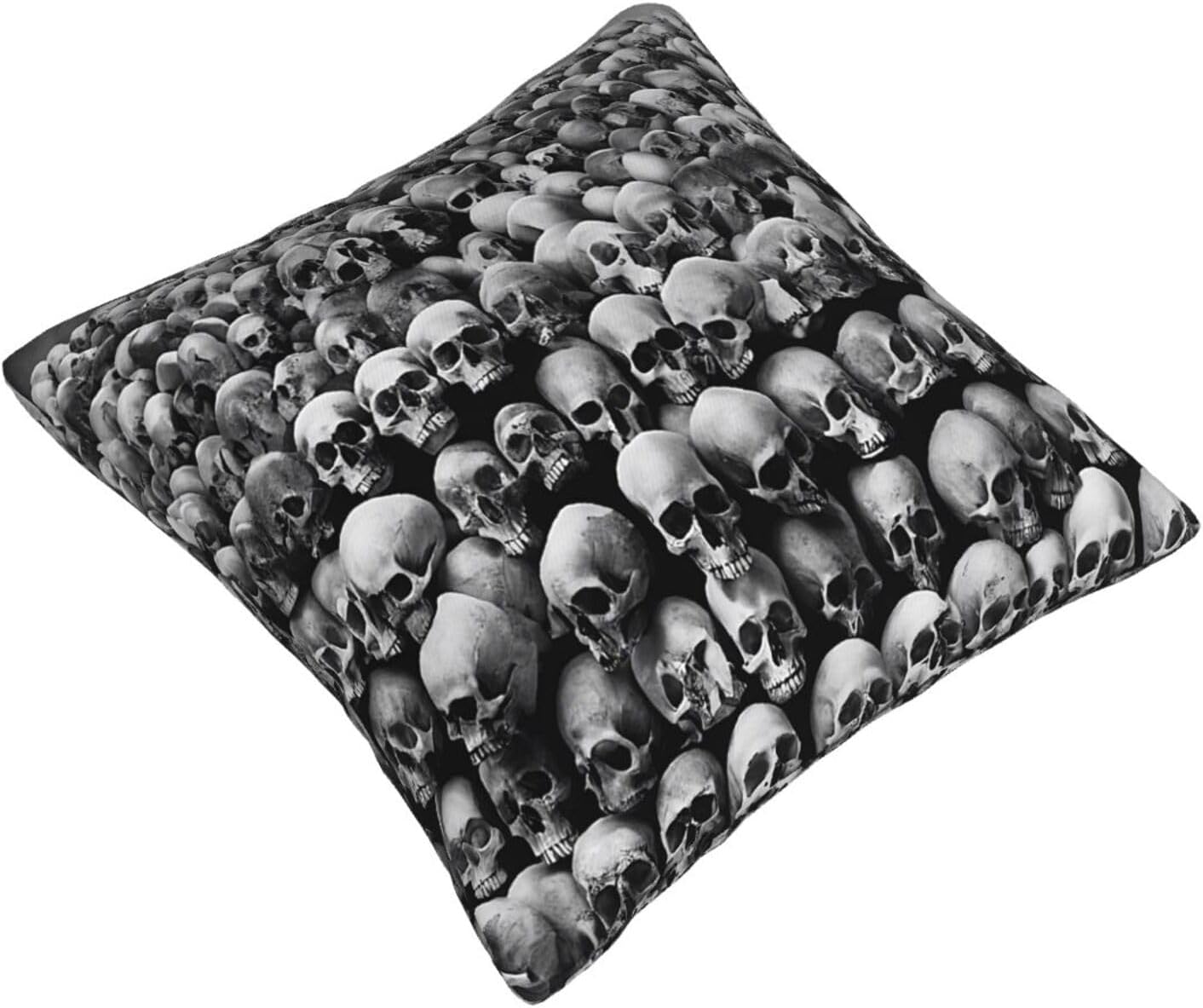 All-Season Square Pillow Covers 18"X18", Skulls Flowers, Decorative Throw Pillow Covers for Sofa Bed Couch, Hidden Zipper Cushion Cover, Square Lumbar & Accent Pillowcases for Home Decor