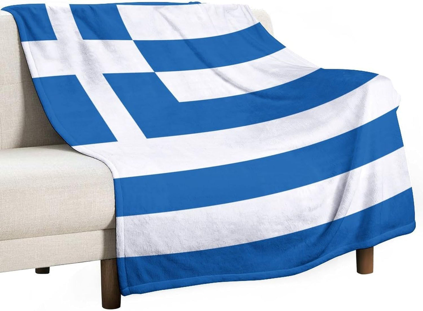 Flag of Greece Throw Blanket for Couch Bed Plush Cozy Fuzzy Flannel Blanket for All Season 70"x80"
