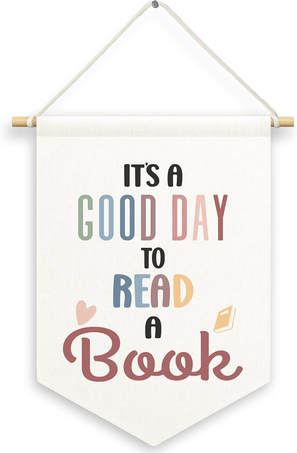 It's A Good Day to Read A Book Kids Room Decor, Boho Reading Classroom Banner Canvas, Nursery Wall Hanging Decor Art Pennant Flag for Reading Nook Corner Playroom Toddler Room Library 11x15in