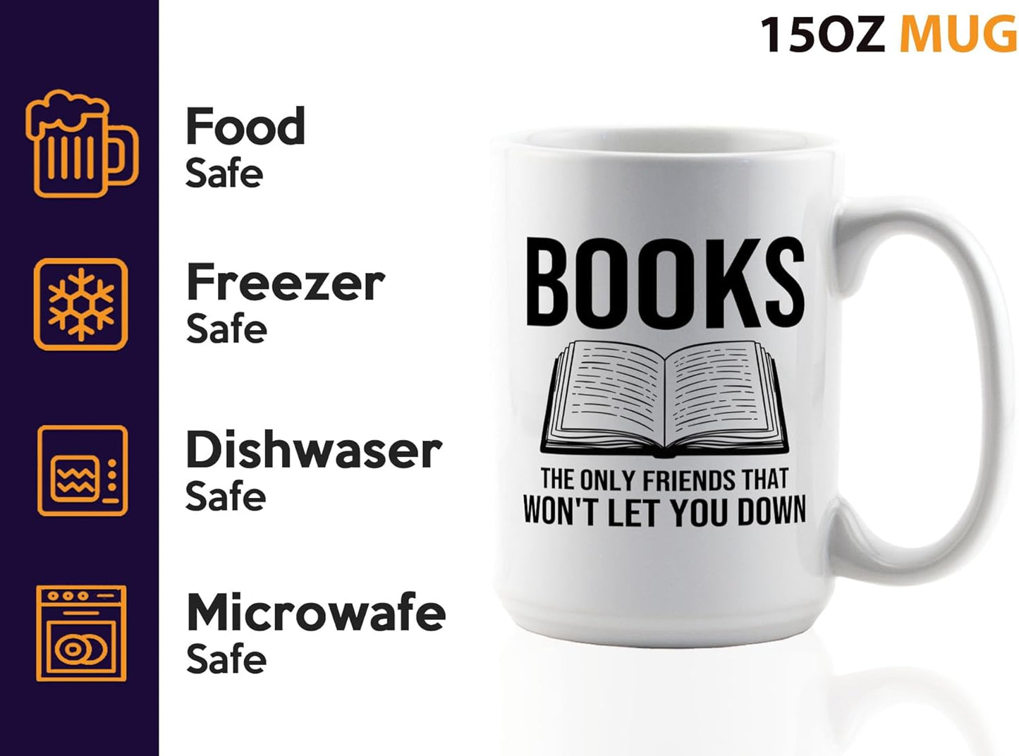 Book Lover Coffee Mug 15oz White -Books The only - Bookworm Literature Library Book Lover Reader Booked Editor Intellectual Studious