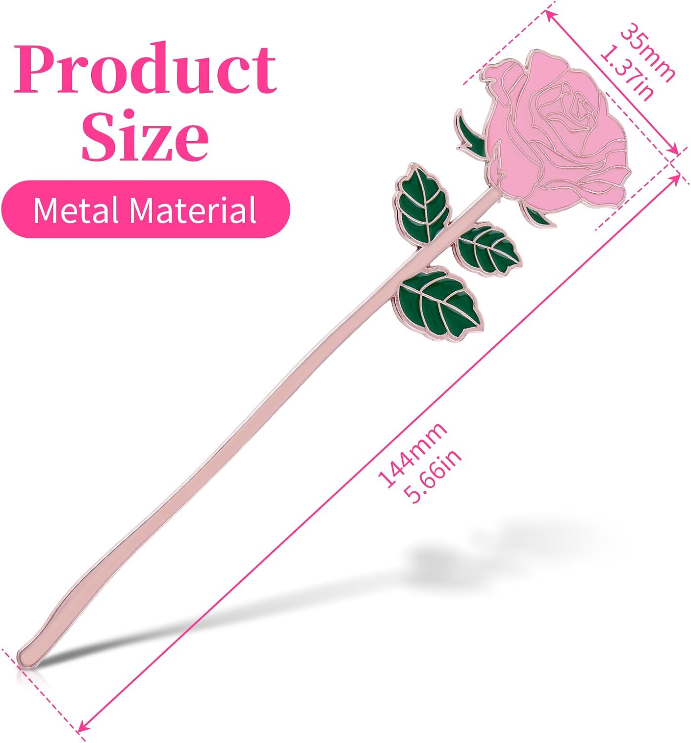 Bewudy Red Rose Bookmark Gift, Metal Book Page Holder for Reading Lovers, Teacher Appreciation Gifts Valentine Mother's Day Christmas Birthday Gift for Women Book Lovers (Pink Rose)