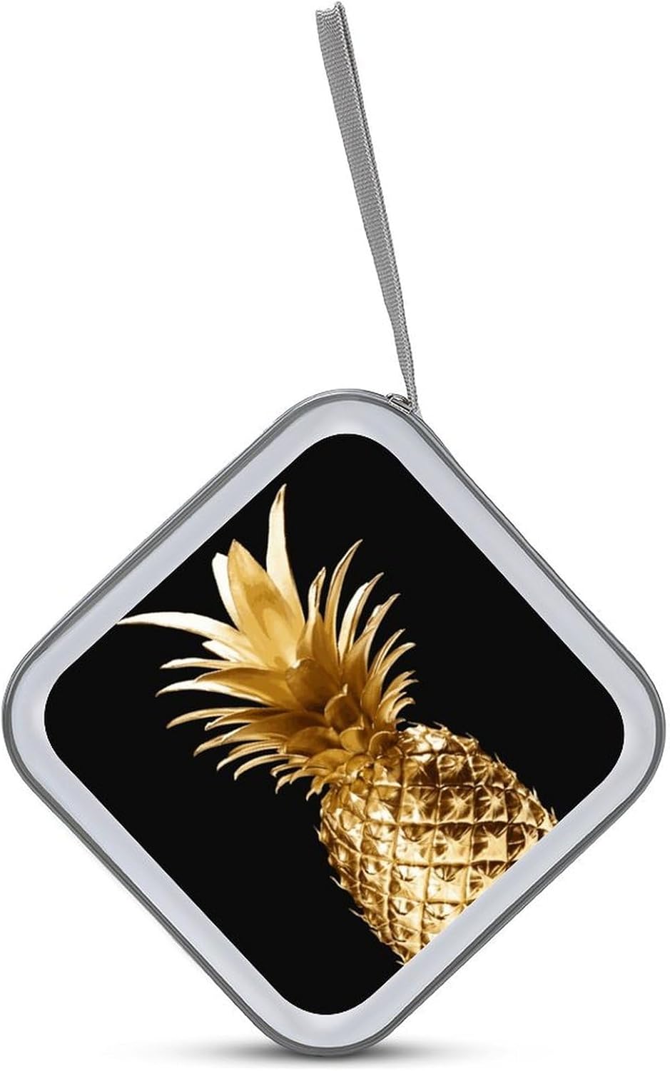Gold Pineapple CD Case 40 Capacity Case Zipper CD Collection Bag with Handles Cover DVD Storage Hard Plastic DVD Disc Cases Storage Binder for Car Home Office Travel