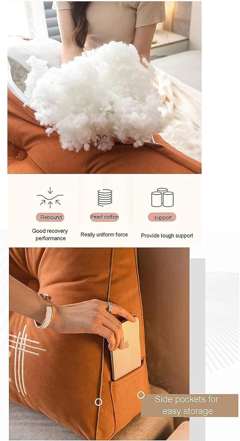 Adult Large Headboard Pillow Tatami Reading Cushion Lumbar Pad Sofa Pillow Bed(Size:180cm/70.9in,Color:Orange)