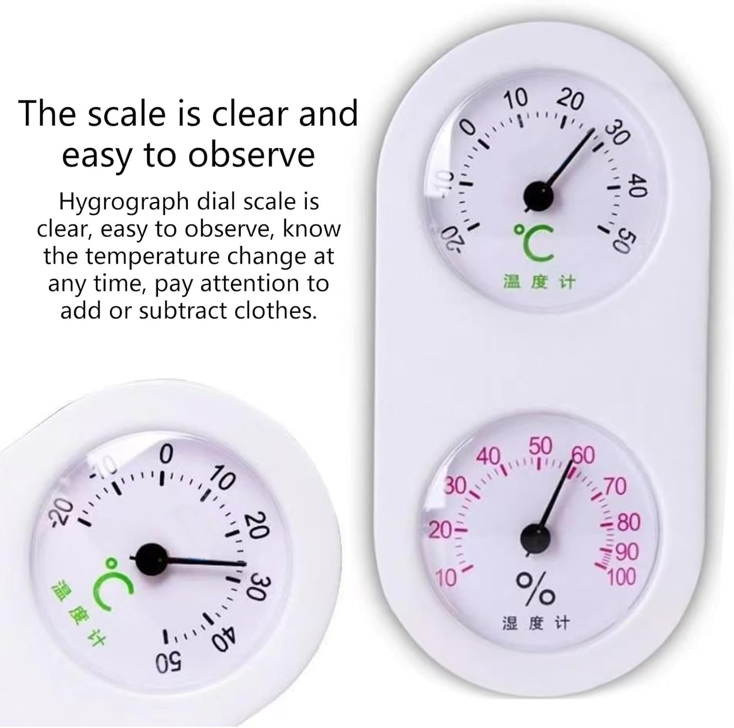 Mechanical 2 in 1 Thermo-Hygrometer HighAccuracy Hygrometer Thermometer Wall Mounted for BabyRoom, Greenhouses