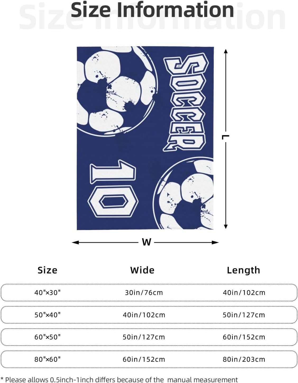 Soccer Blanket - Soft and Comfy Flannel Bedding for Boys, Girls and Soccer Lovers - 40"X50"