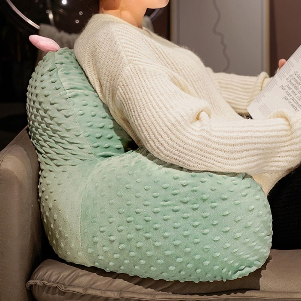 Reading Pillow for Bed Sitting Up - Backrest Pillow with Arms for Adults, Cute Cactus Back Support Pillow for Bed/Couch/Chair, Large Lumbar Pillow,Soft Bedside Companion (Dark Green,Large)